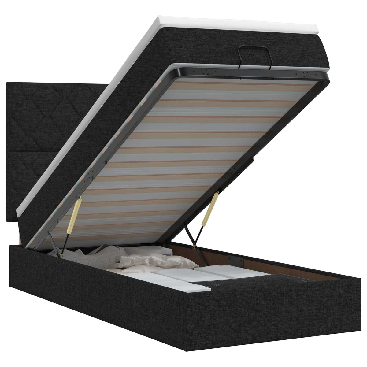 vidaXL Łóżko ottoman z materacem Czarny 80 x 200 cm tkanina