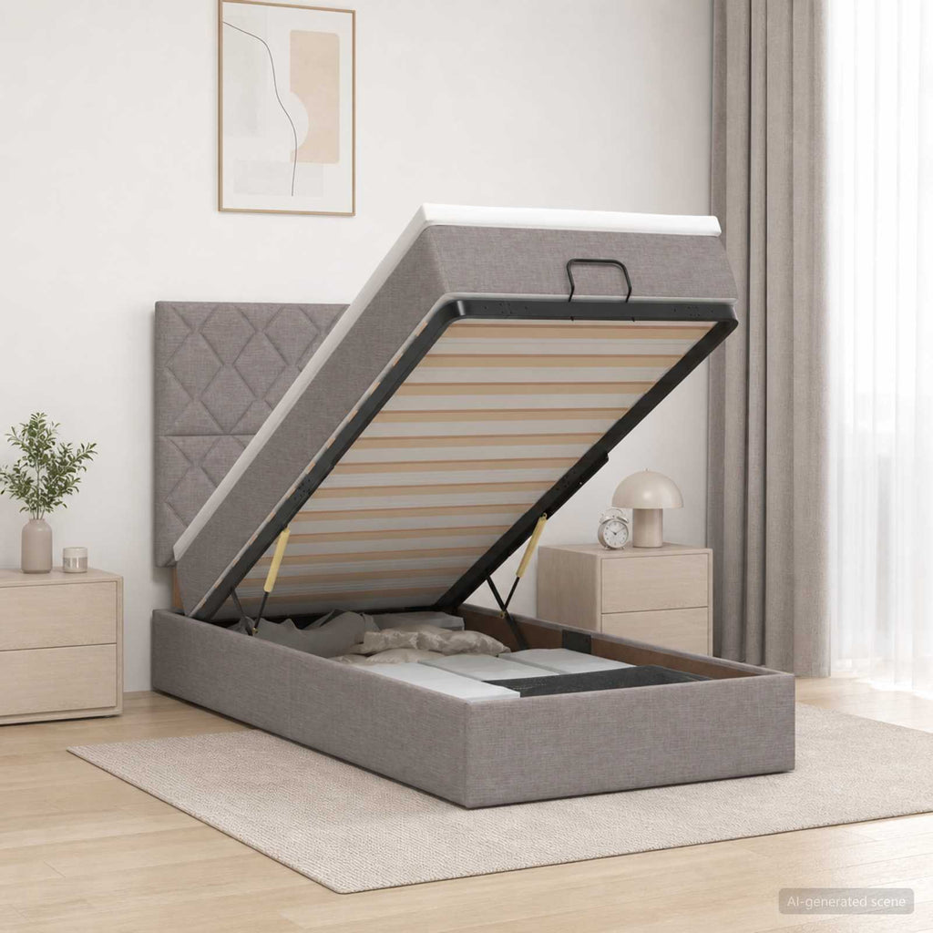 vidaXL Łóżko z pojemnikiem i materacem LED Ciemnoszary 80 x 200 cm