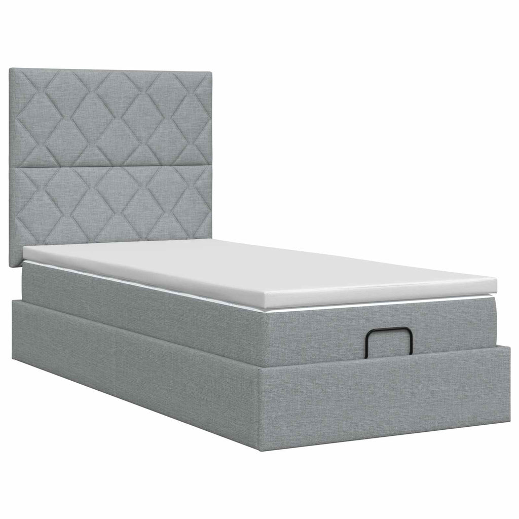vidaXL Łóżko ottoman z materacem jasnoszary 90 x 190 cm tkanina