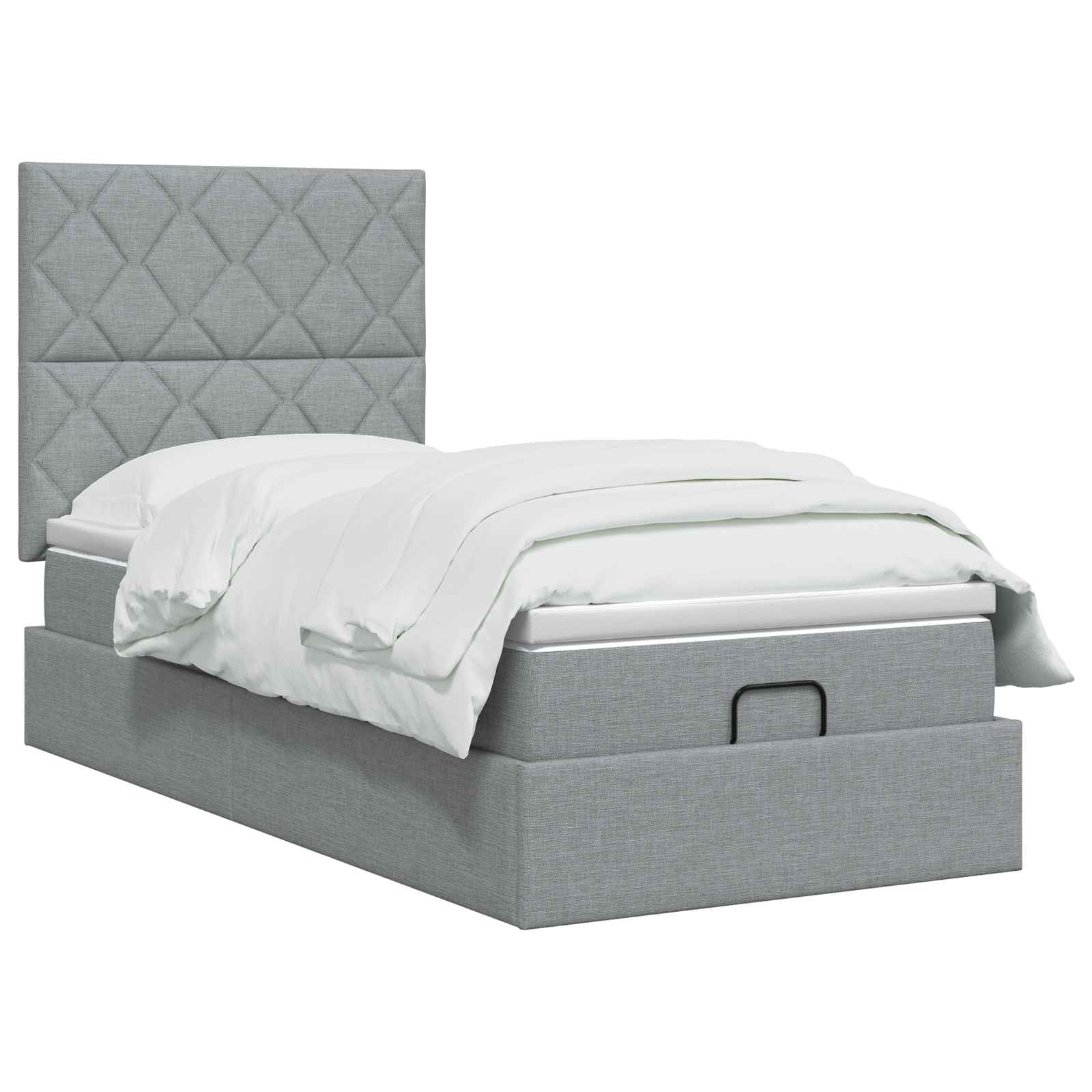 vidaXL Łóżko ottoman z materacem jasnoszary 90 x 190 cm tkanina