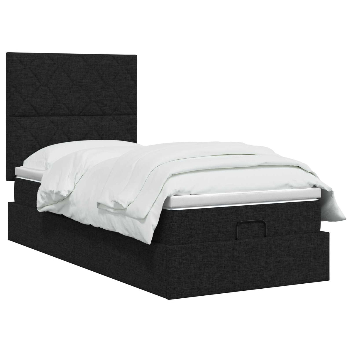 vidaXL Łóżko ottoman z materacem Czarny 90 x 200 cm tkanina