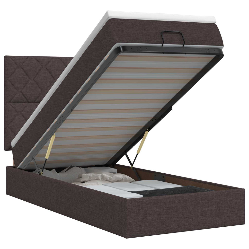 vidaXL Łóżko ottoman z materacem Ciemny brąz 90 x 200 cm tkanina