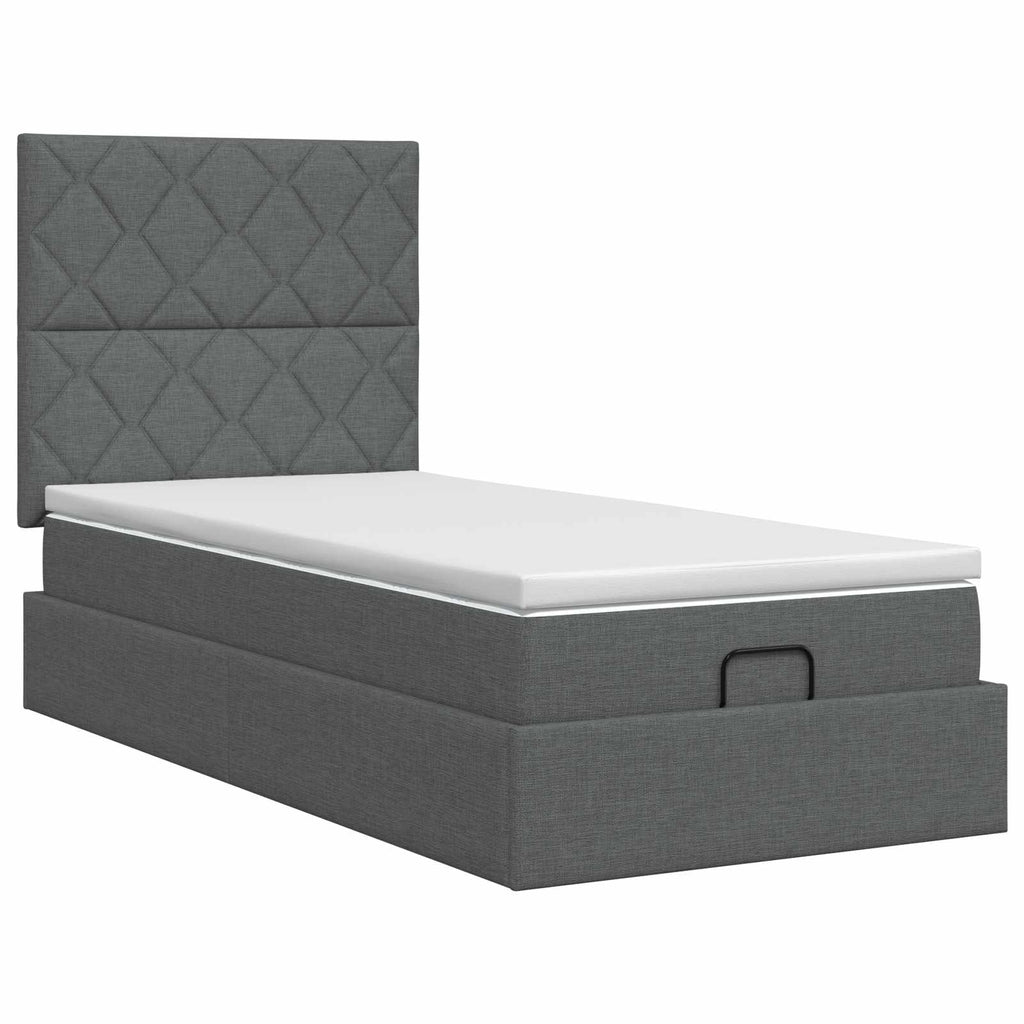 vidaXL Łóżko ottoman z materacem ciemnoszary 100 x 200 cm tkanina