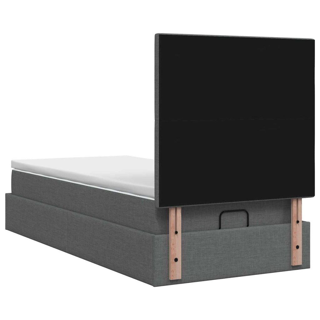 vidaXL Łóżko ottoman z materacem ciemnoszary 100 x 200 cm tkanina