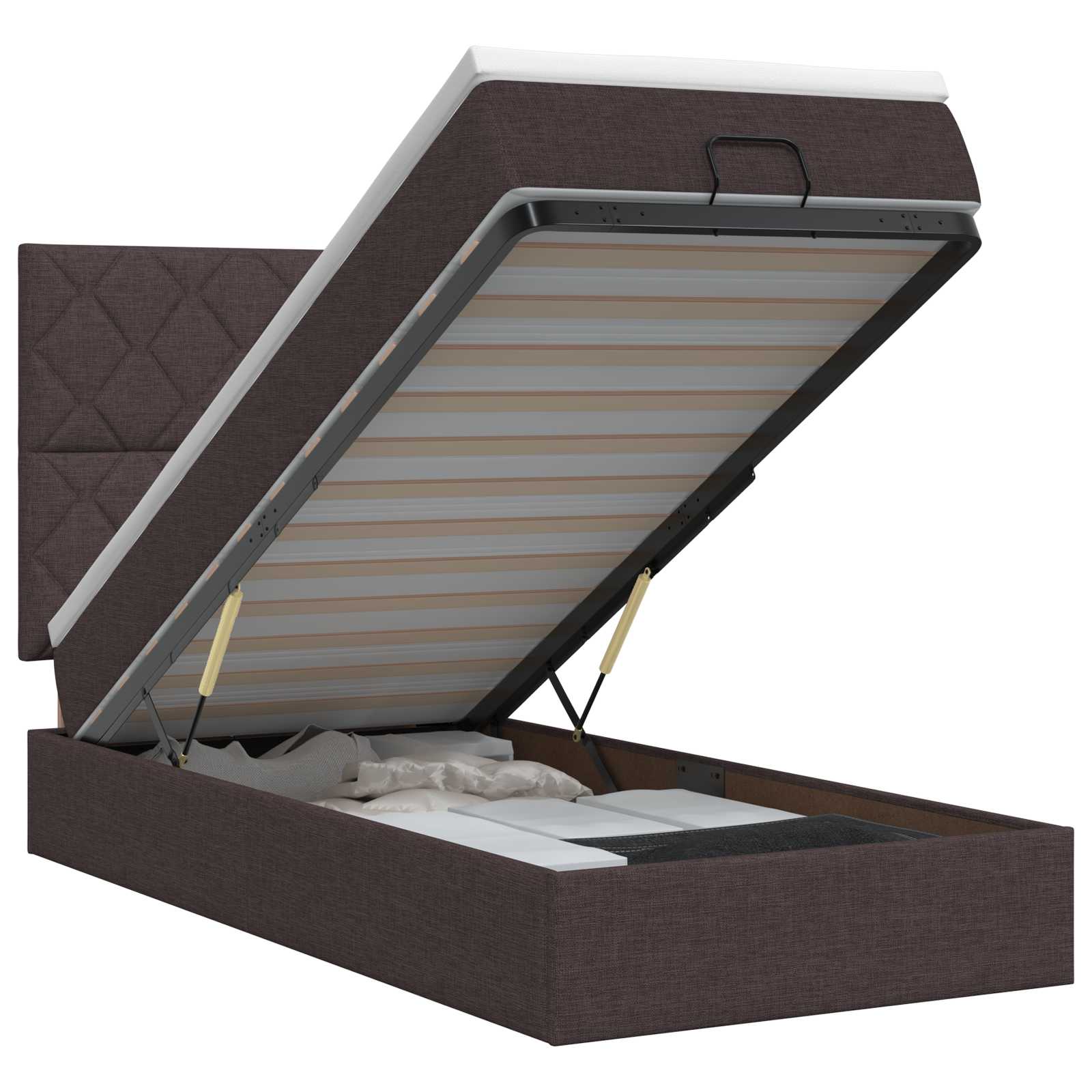 vidaXL Łóżko ottoman z materacem Ciemny brąz 100 x 200 cm tkanina
