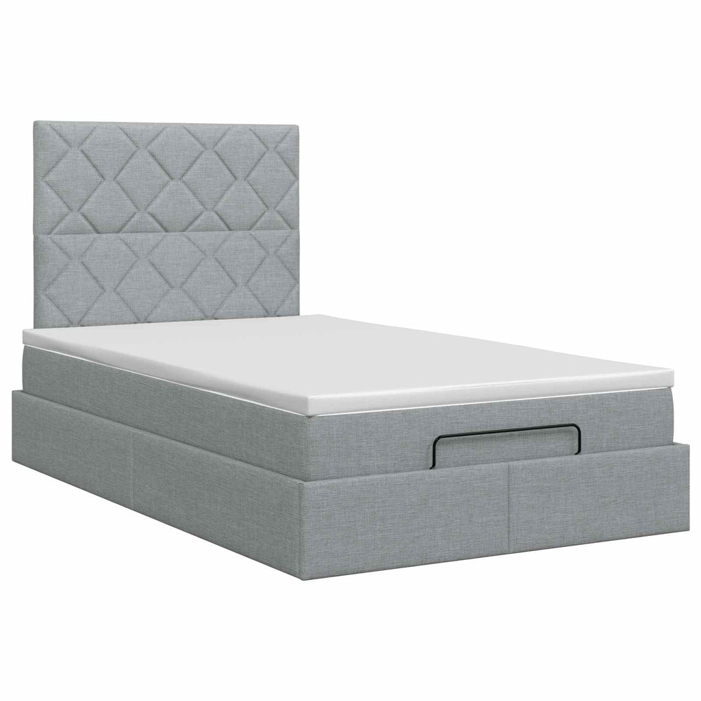 vidaXL Łóżko ottoman z materacem jasnoszary 120 x 190 cm tkanina