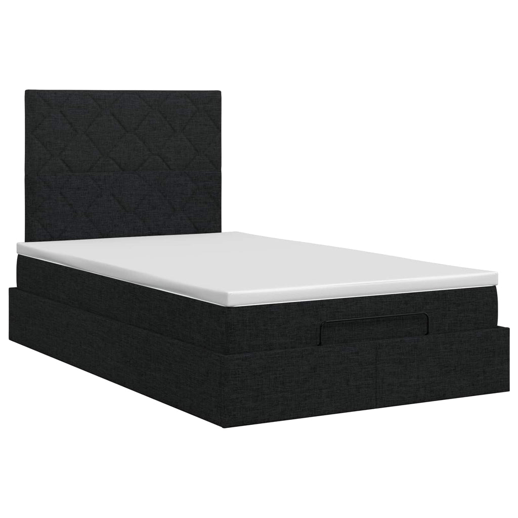 vidaXL Łóżko ottoman z materacem Czarny 120 x 190 cm tkanina