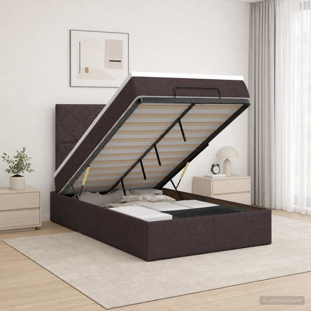 vidaXL Łóżko ottoman z materacem Ciemny brąz 120 x 200 cm tkanina