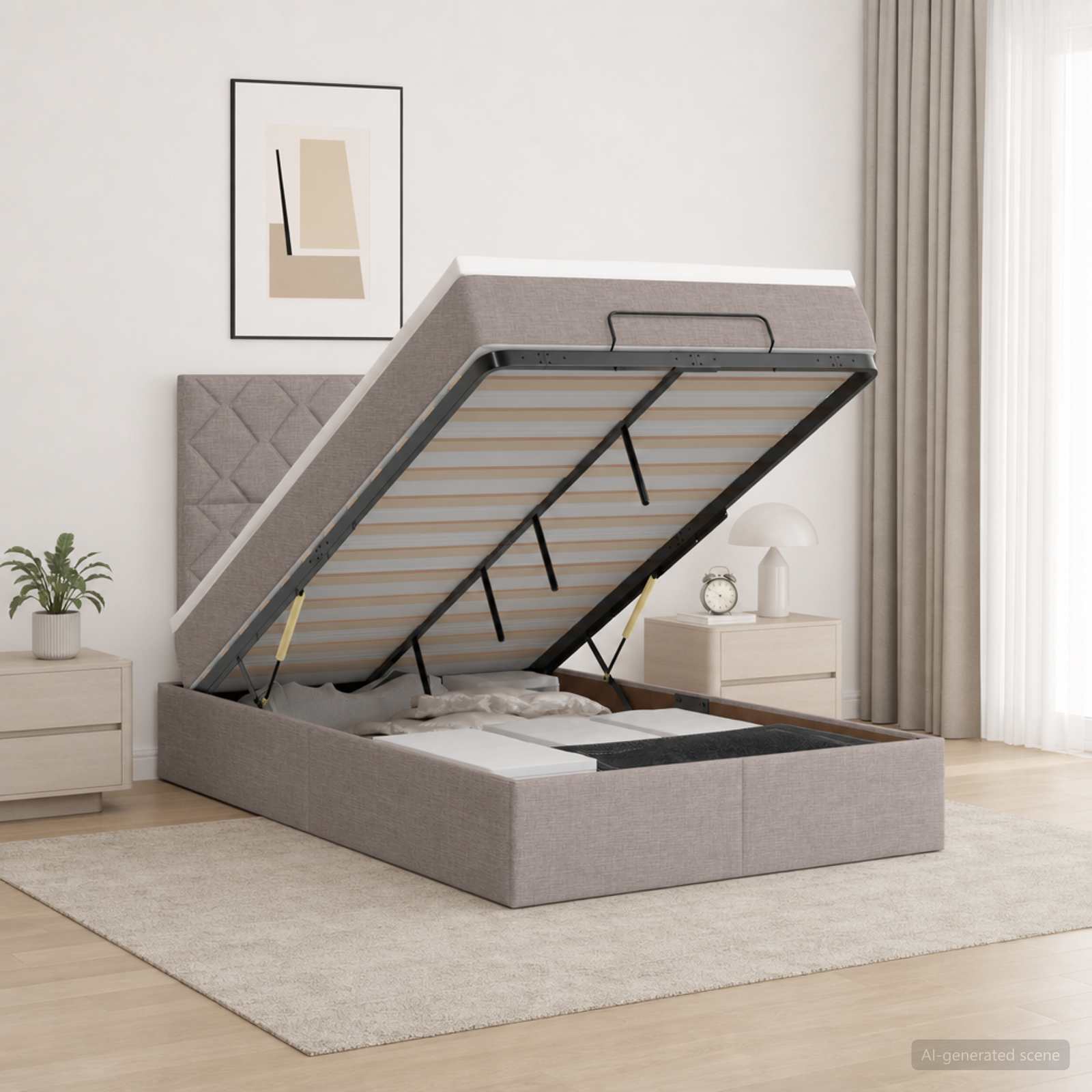 vidaXL Łóżko ottoman z materacem Ciemnoszary 120 x 190 cm tkanina