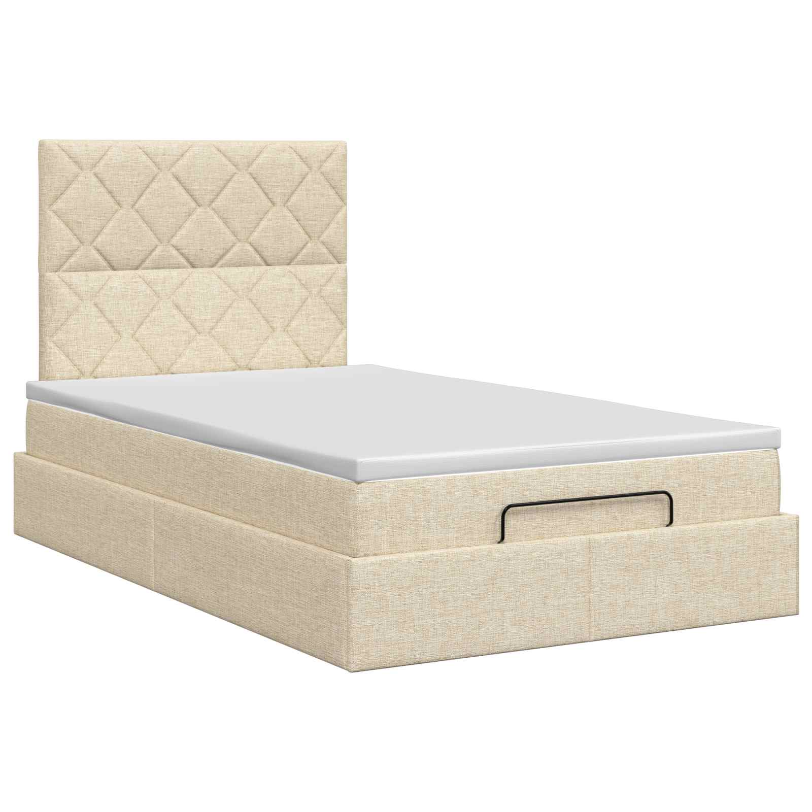 vidaXL Łóżko ottoman z materacem kremowy 120 x 190 cm tkanina