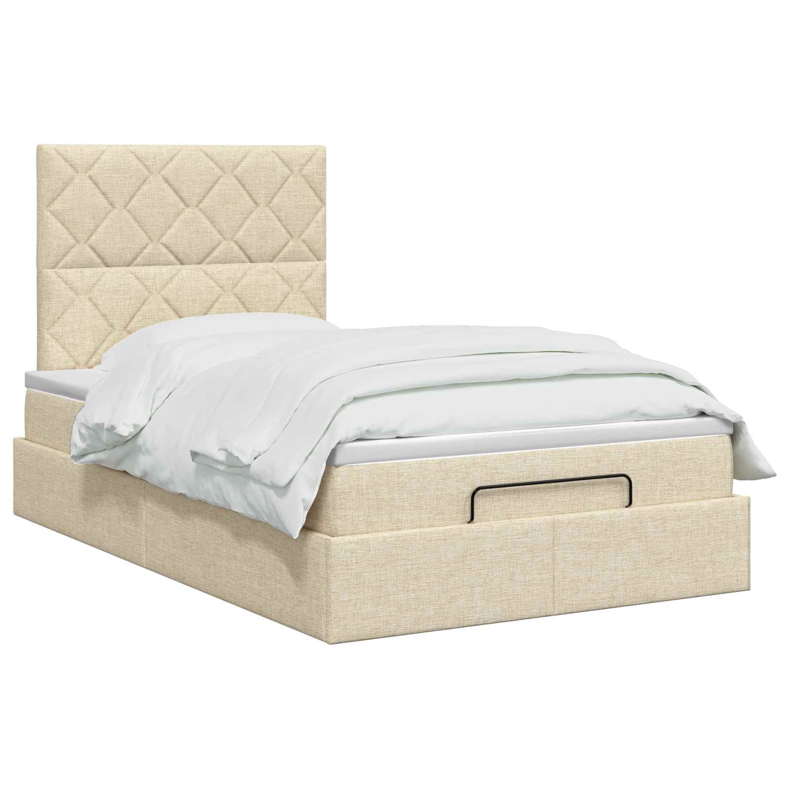vidaXL Łóżko ottoman z materacem kremowy 120 x 190 cm tkanina