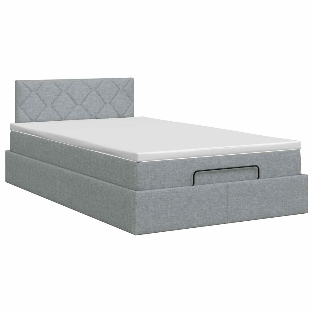 vidaXL Łóżko ottoman z materacem jasnoszary 120 x 200 cm tkanina