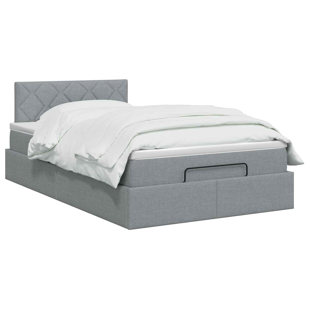vidaXL Łóżko ottoman z materacem jasnoszary 120 x 200 cm tkanina