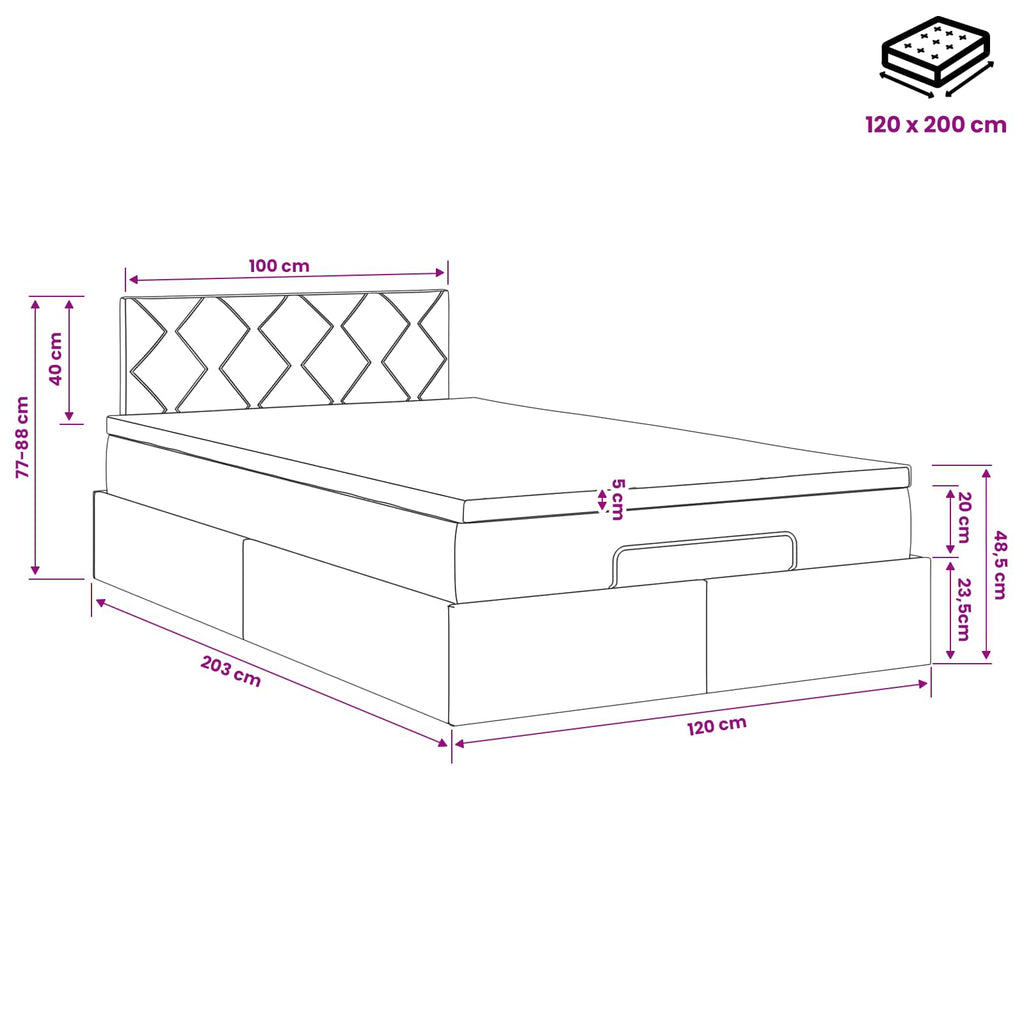 vidaXL Łóżko ottoman z materacem jasnoszary 120 x 200 cm tkanina