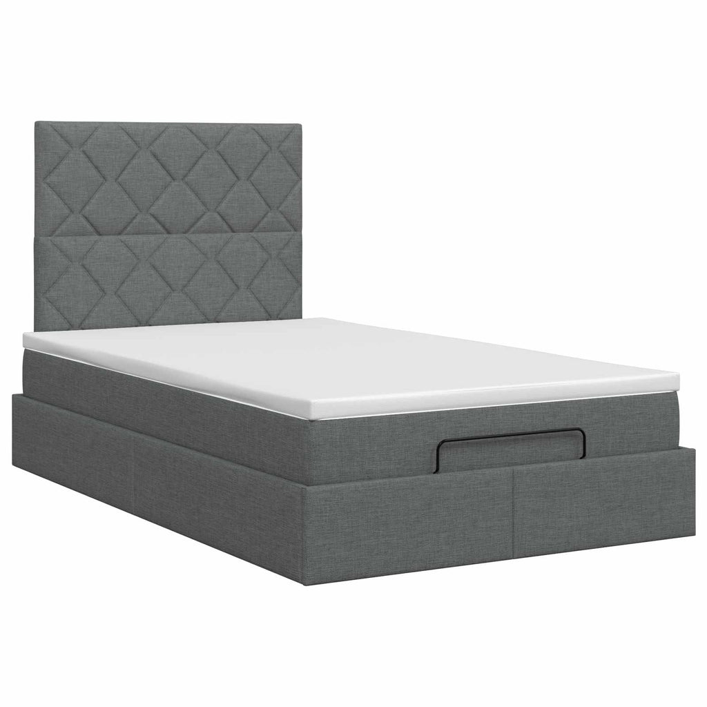 vidaXL Łóżko ottoman z materacem ciemnoszary 120 x 200 cm tkanina