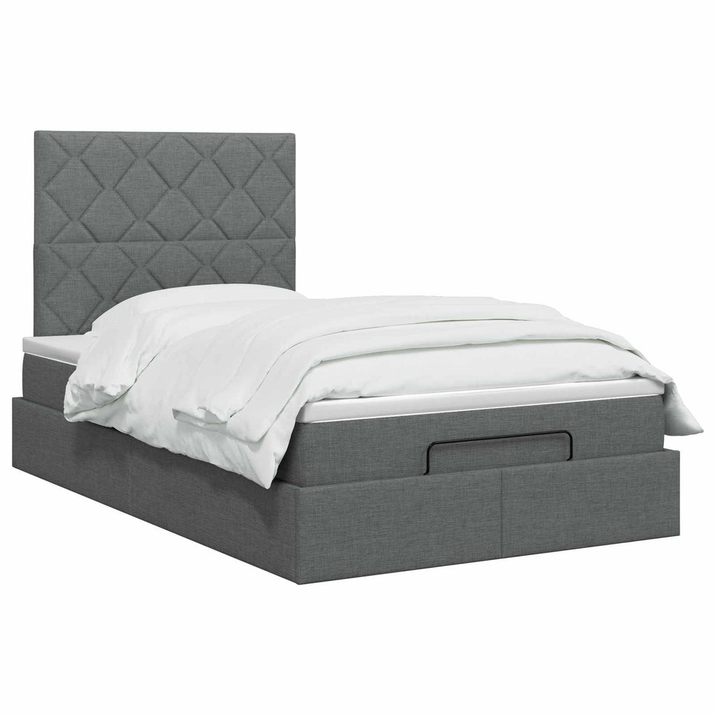 vidaXL Łóżko ottoman z materacem ciemnoszary 120 x 200 cm tkanina