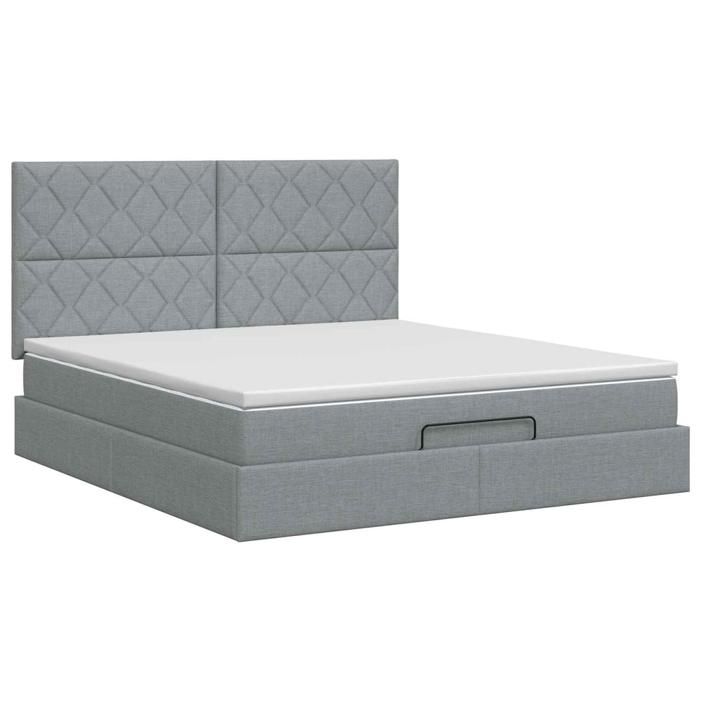 vidaXL Łóżko ottoman z materacem jasnoszary 140 x 190 cm tkanina
