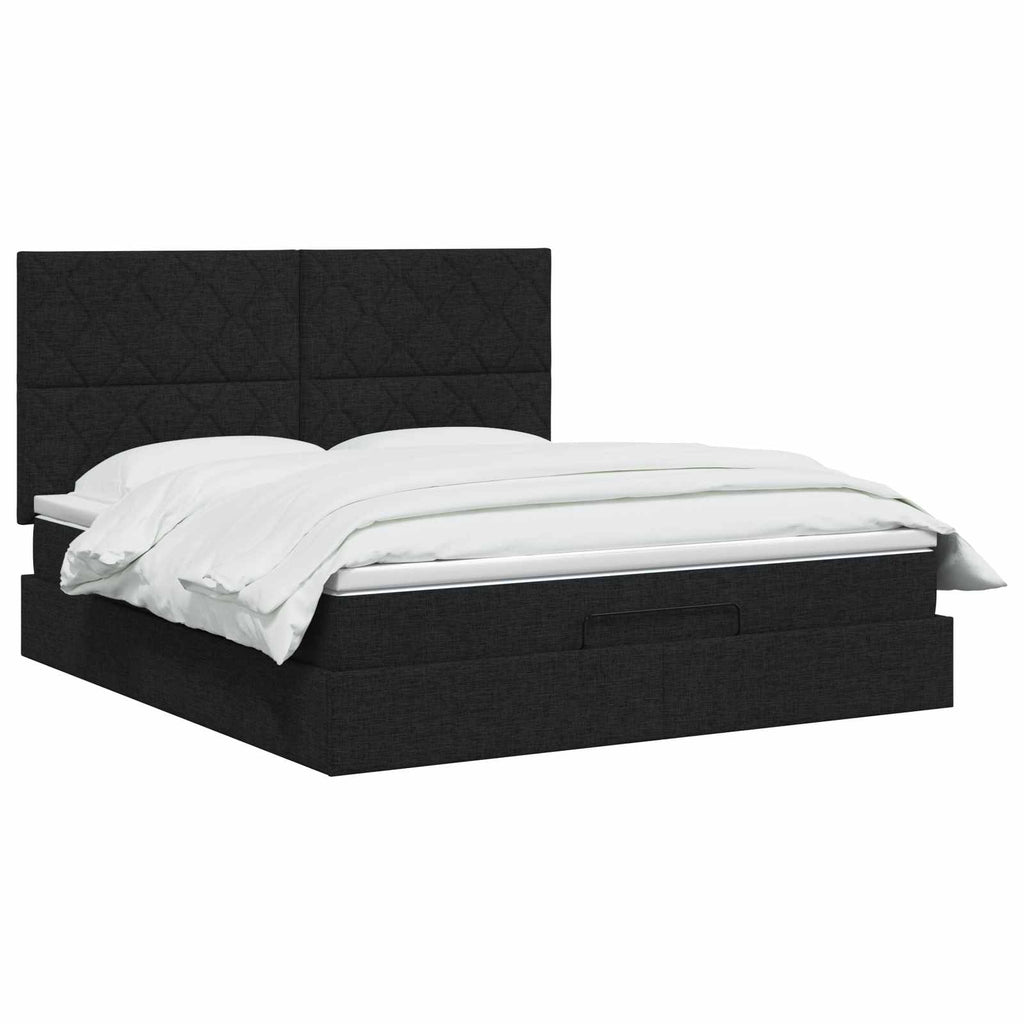 vidaXL Łóżko ottoman z materacem Czarny 140 x 190 cm tkanina