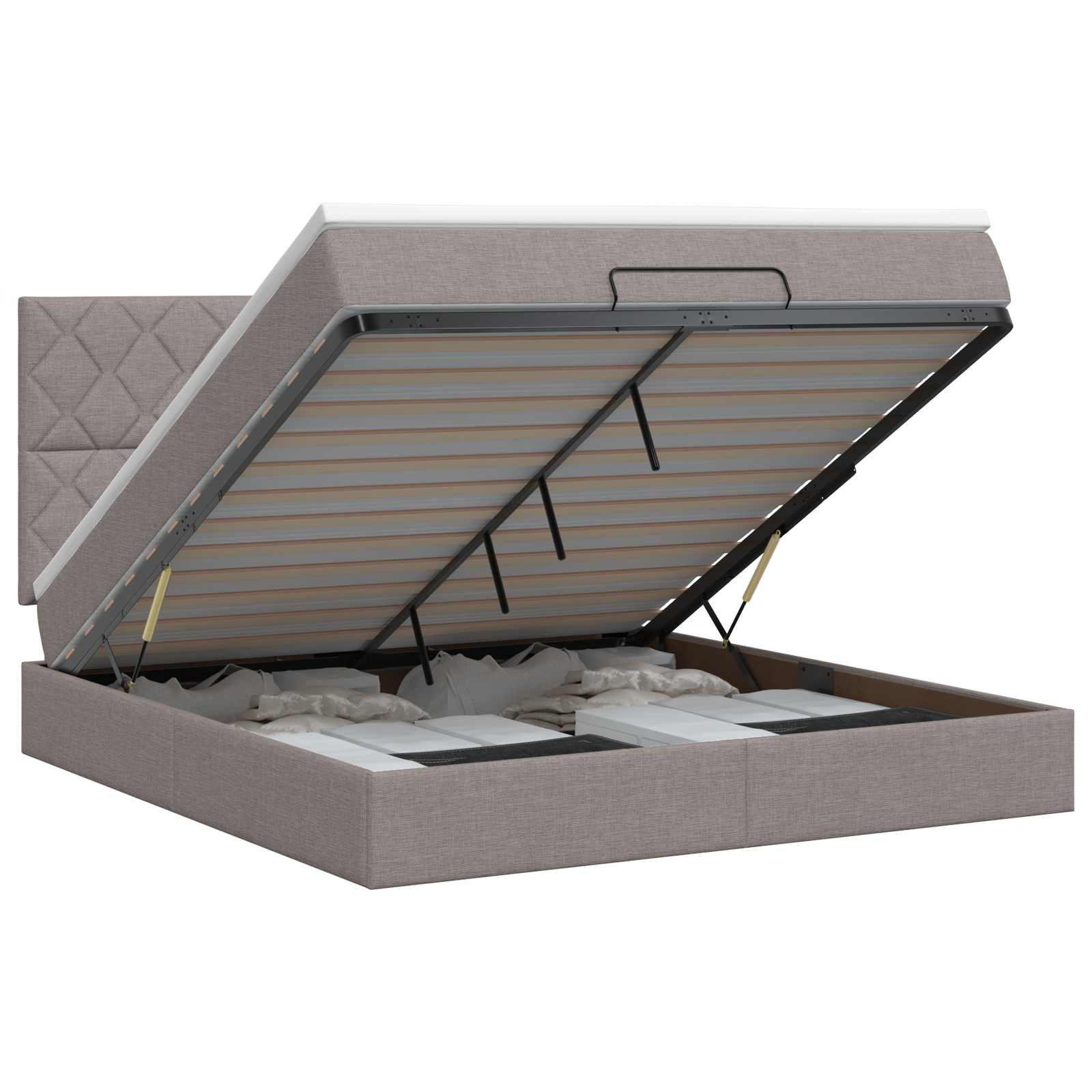 vidaXL Łóżko ottoman z materacem Ciemnoszary 140 x 190 cm tkanina