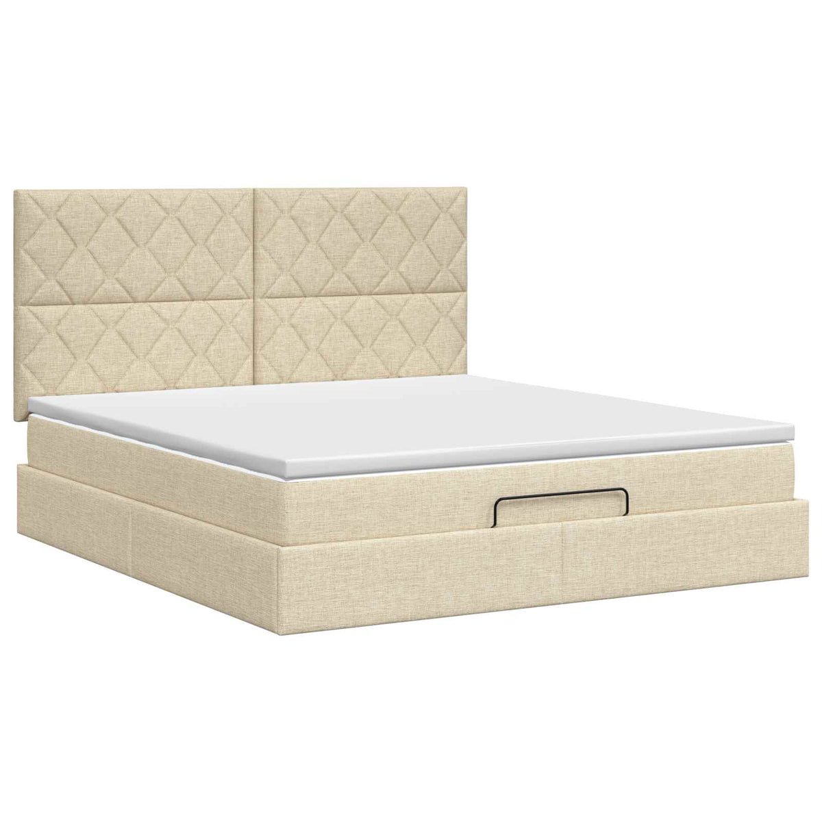 vidaXL Łóżko ottoman z materacem kremowy 140 x 200 cm tkanina