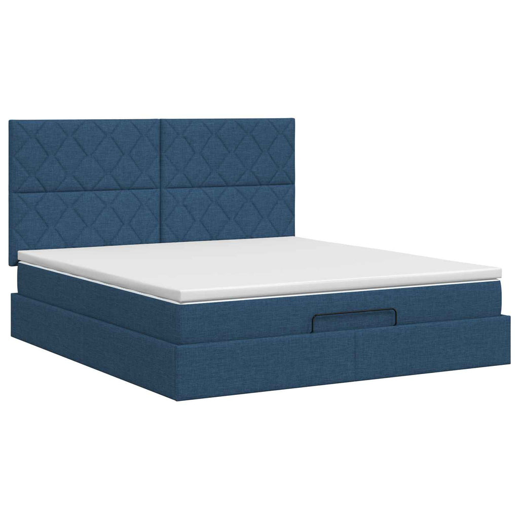 vidaXL Łóżko ottoman z materacem niebieski 160 x 200 cm tkanina