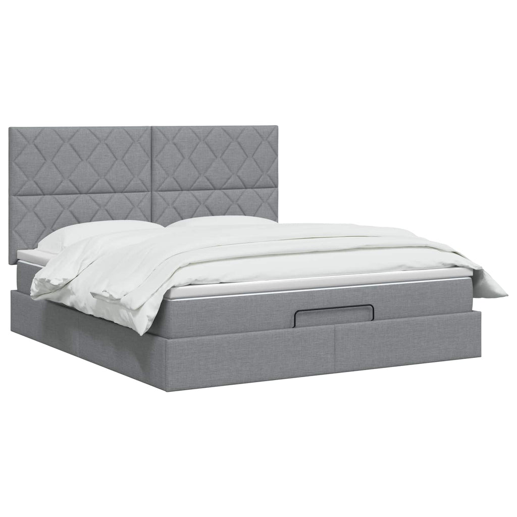 vidaXL Łóżko ottoman z materacem jasnoszary 180 x 200 cm tkanina