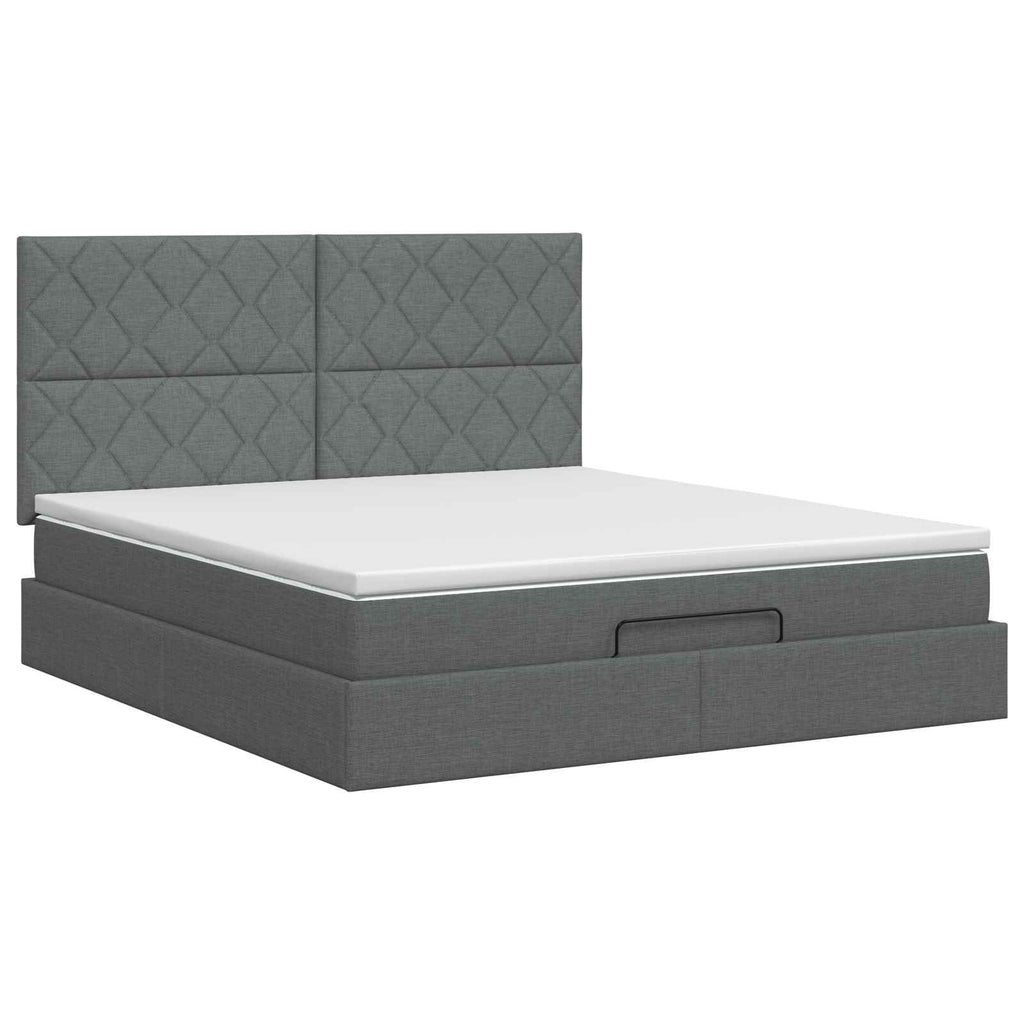 vidaXL Łóżko ottoman z materacem ciemnoszary 180 x 200 cm tkanina