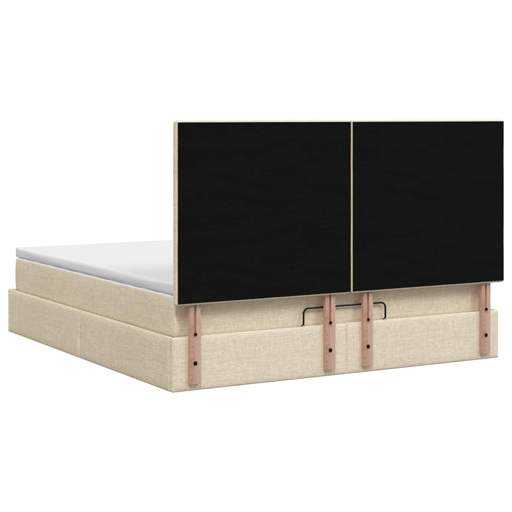 vidaXL Łóżko ottoman z materacem kremowy 180 x 200 cm tkanina