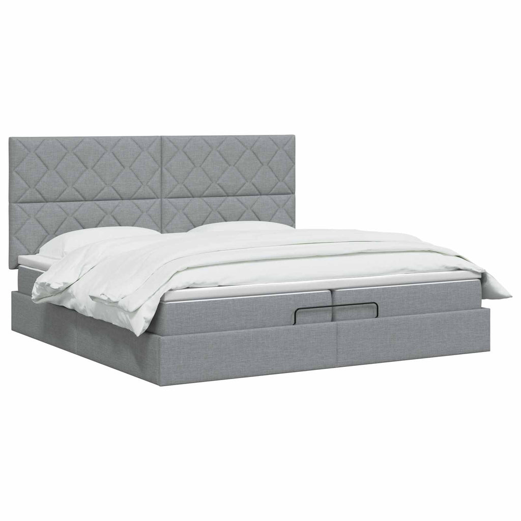 vidaXL Łóżko ottoman z materacem jasnoszary 200 x 200 cm tkanina