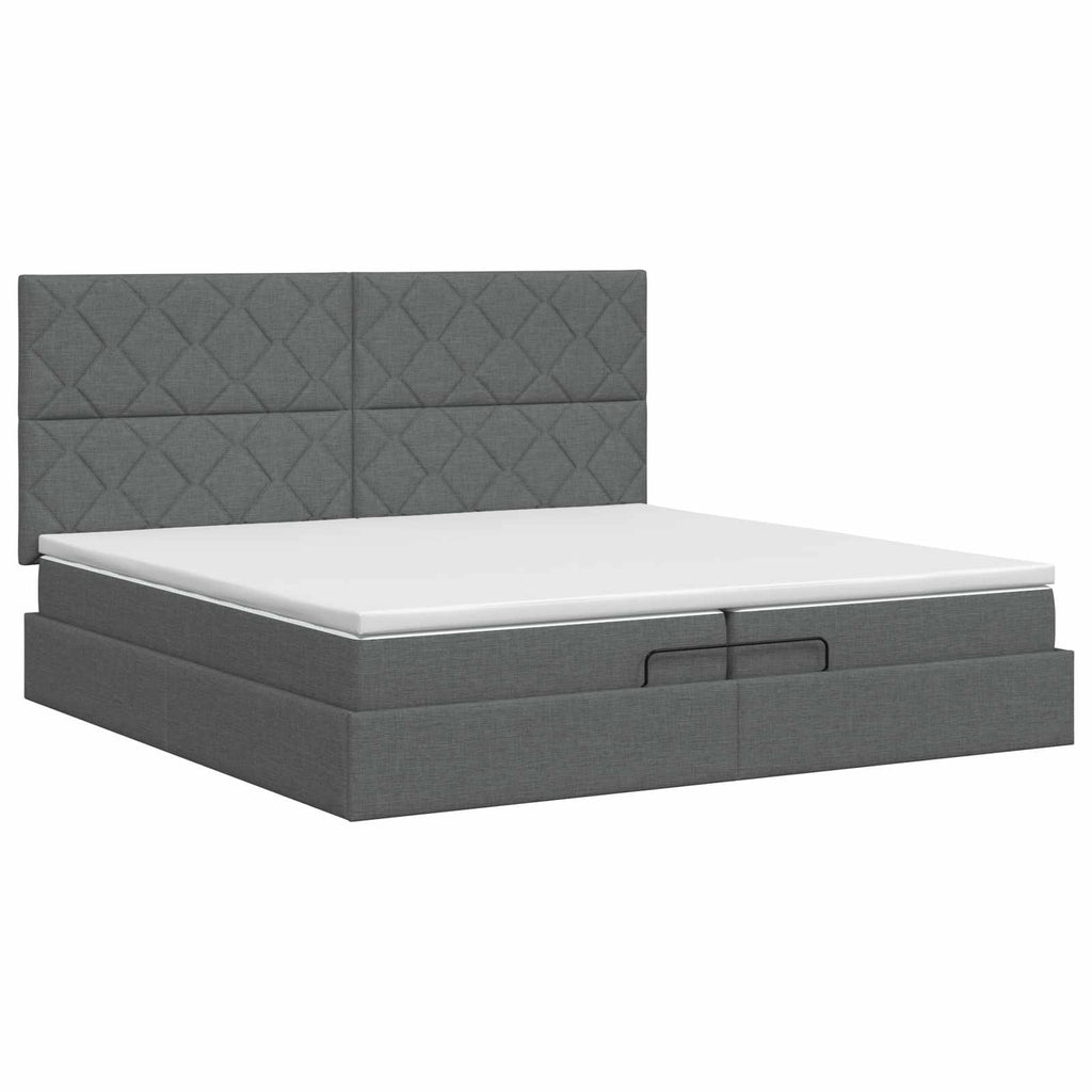 vidaXL Łóżko ottoman z materacem ciemnoszary 200 x 200 cm tkanina