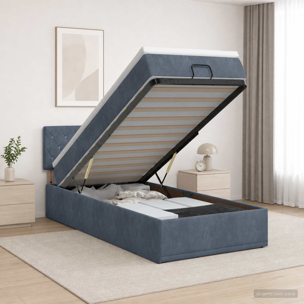 vidaXL Łóżko ottoman z materacem ciemnoszary 90 x 200 cm Welur