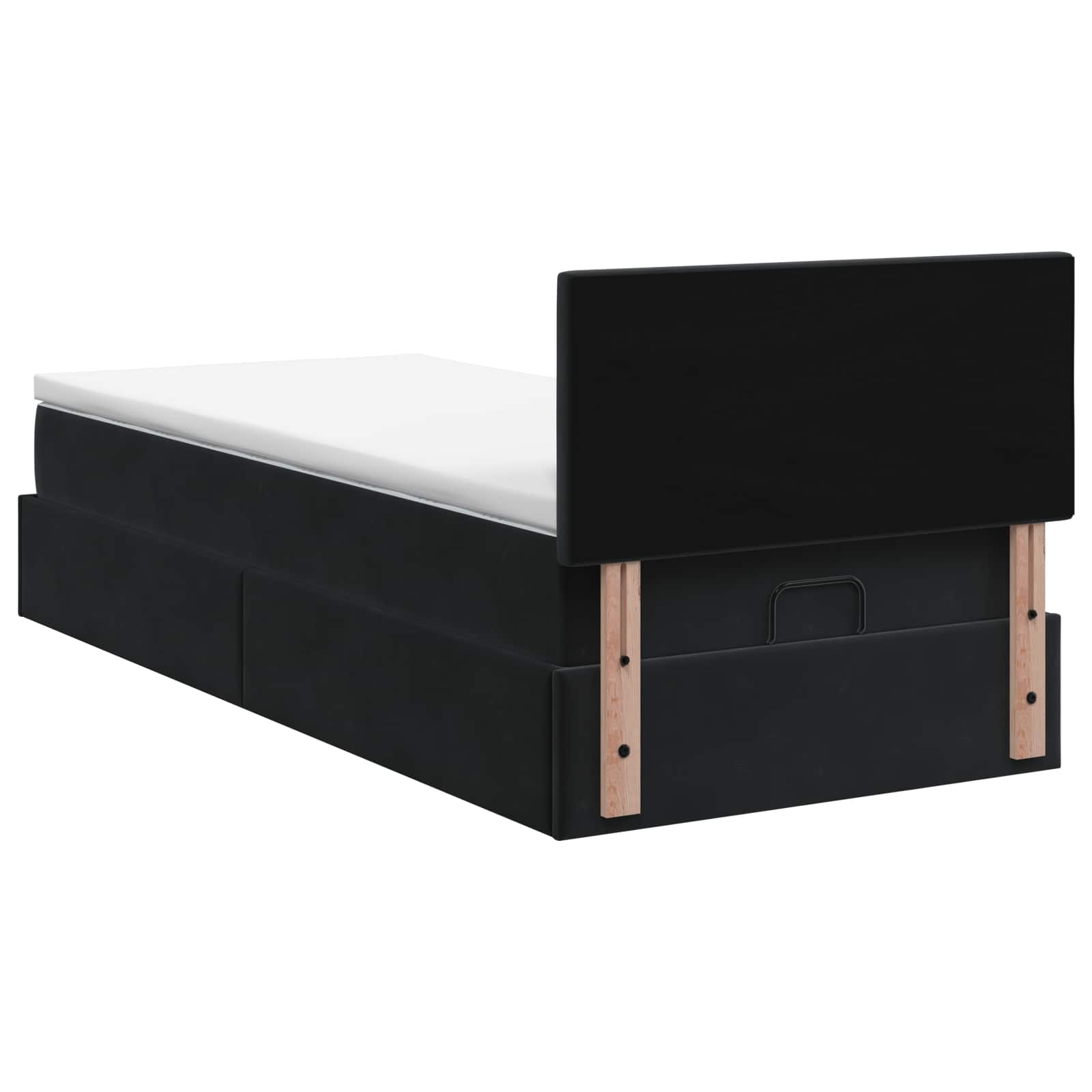 vidaXL Łóżko ottoman z materacem Z zagłówkiem Czarny 80 x 200 cm Welur