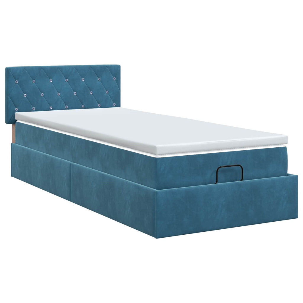 vidaXL Łóżko ottoman z materacem Ciemnoniebieski 80 x 200 cm Welur