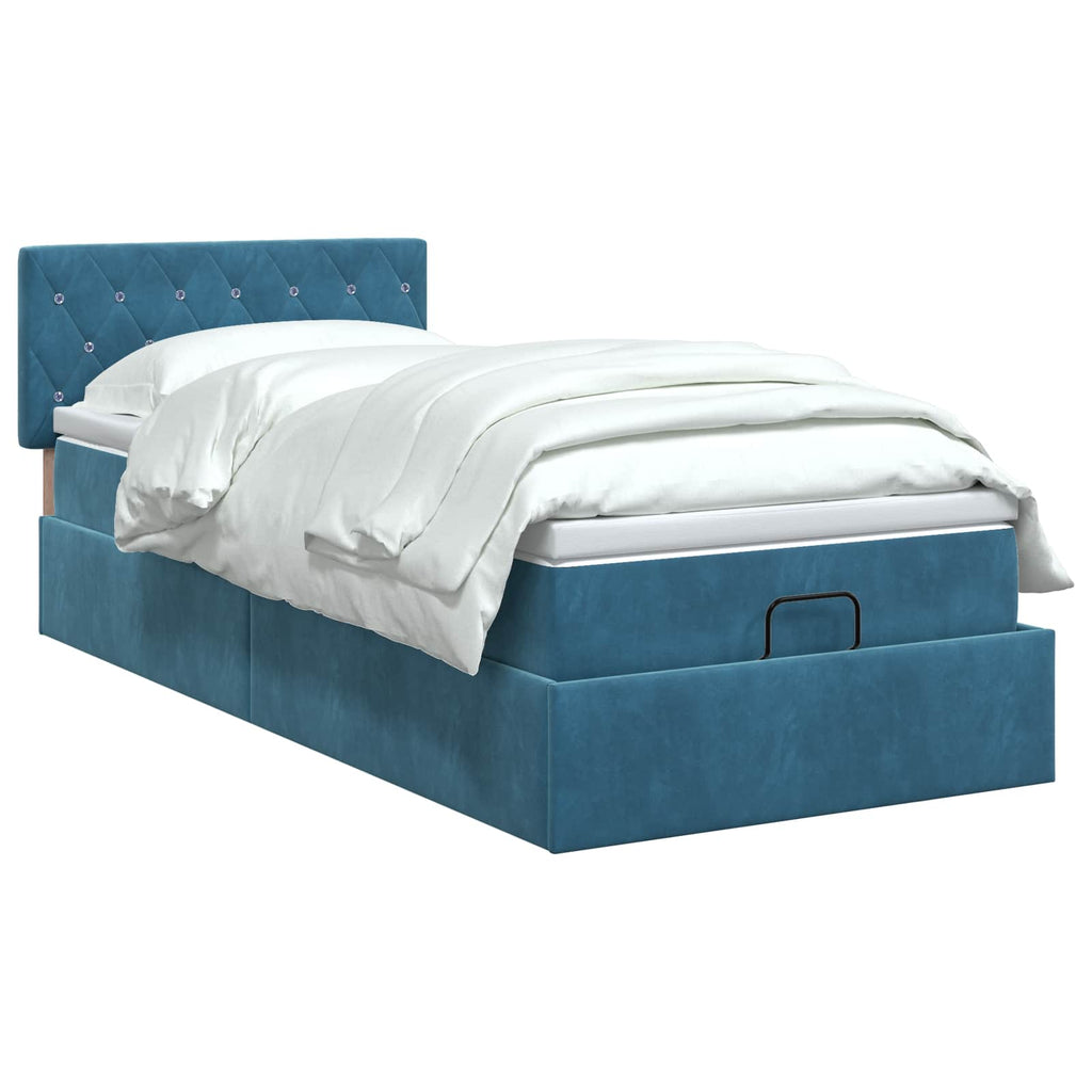 vidaXL Łóżko ottoman z materacem Ciemnoniebieski 80 x 200 cm Welur