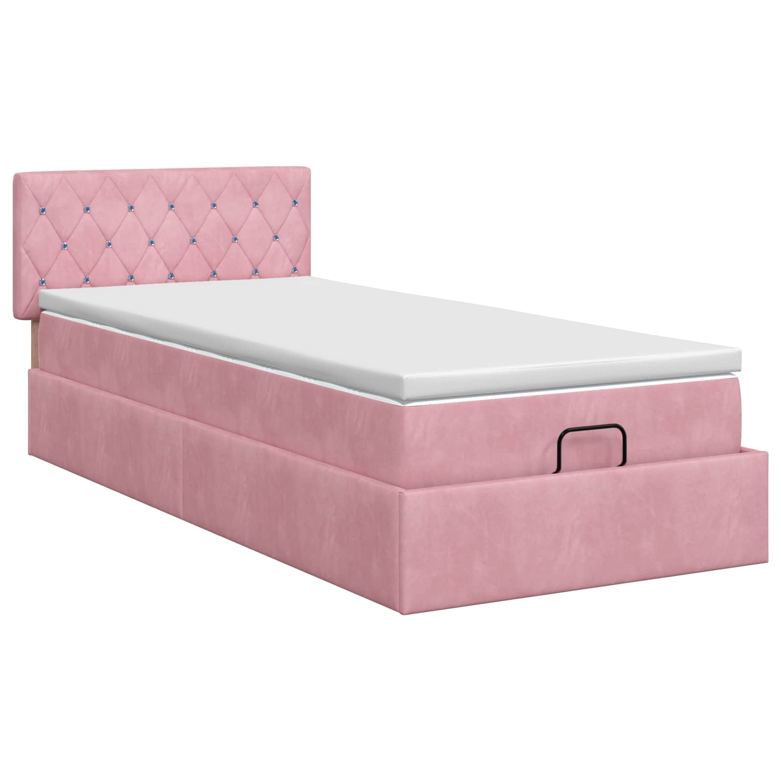 vidaXL Łóżko ottoman z materacem Z zagłówkiem różowy 80 x 200 cm Welur