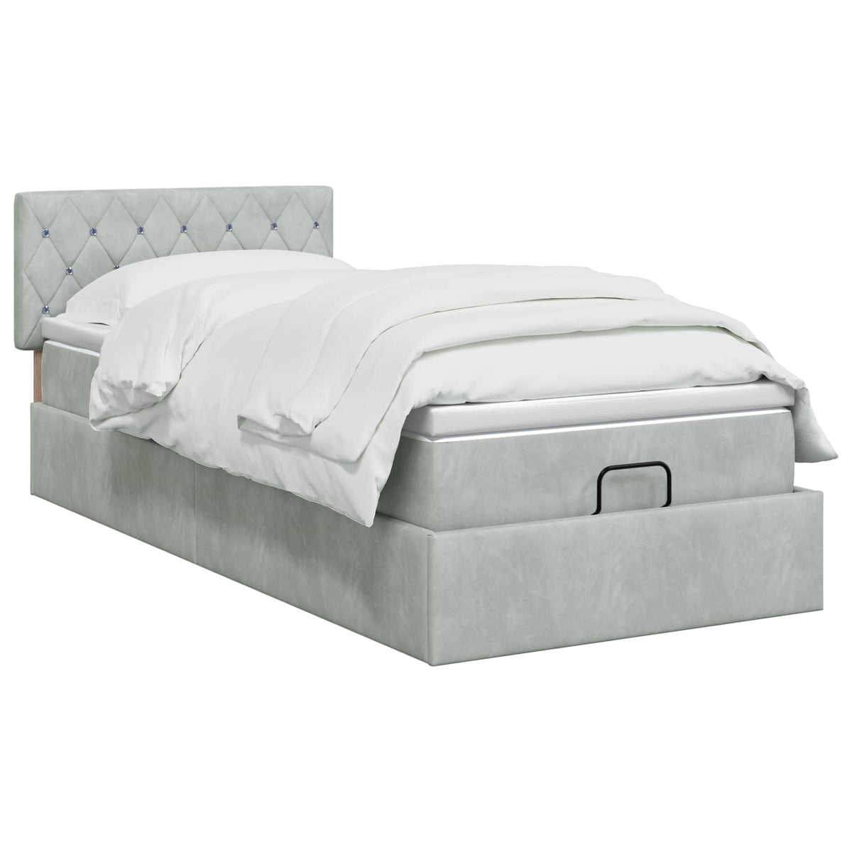 vidaXL Łóżko ottoman z materacem jasnoszary 90 x 190 cm Welur