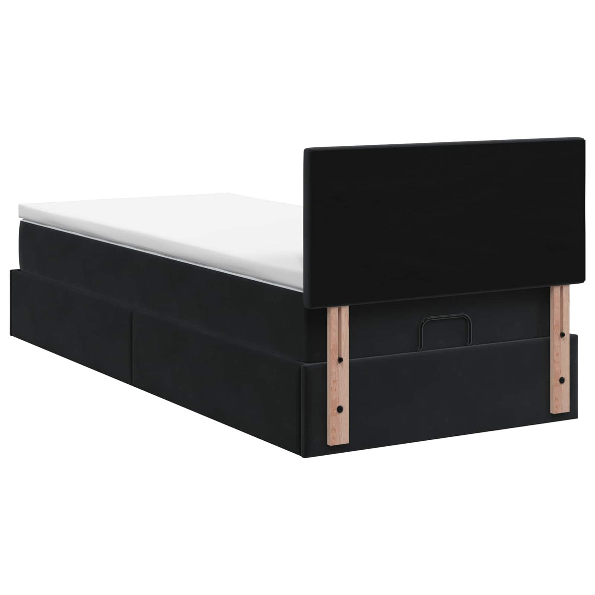 vidaXL Łóżko ottoman z materacem Z zagłówkiem Czarny 90 x 190 cm Welur