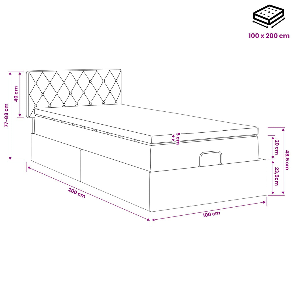 vidaXL Łóżko ottoman z materacem Ciemnozielony 100 x 200 cm Welur