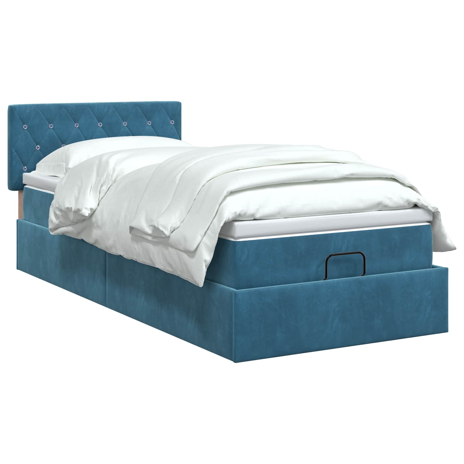 vidaXL Łóżko ottoman z materacem Ciemnoniebieski 100 x 200 cm Welur