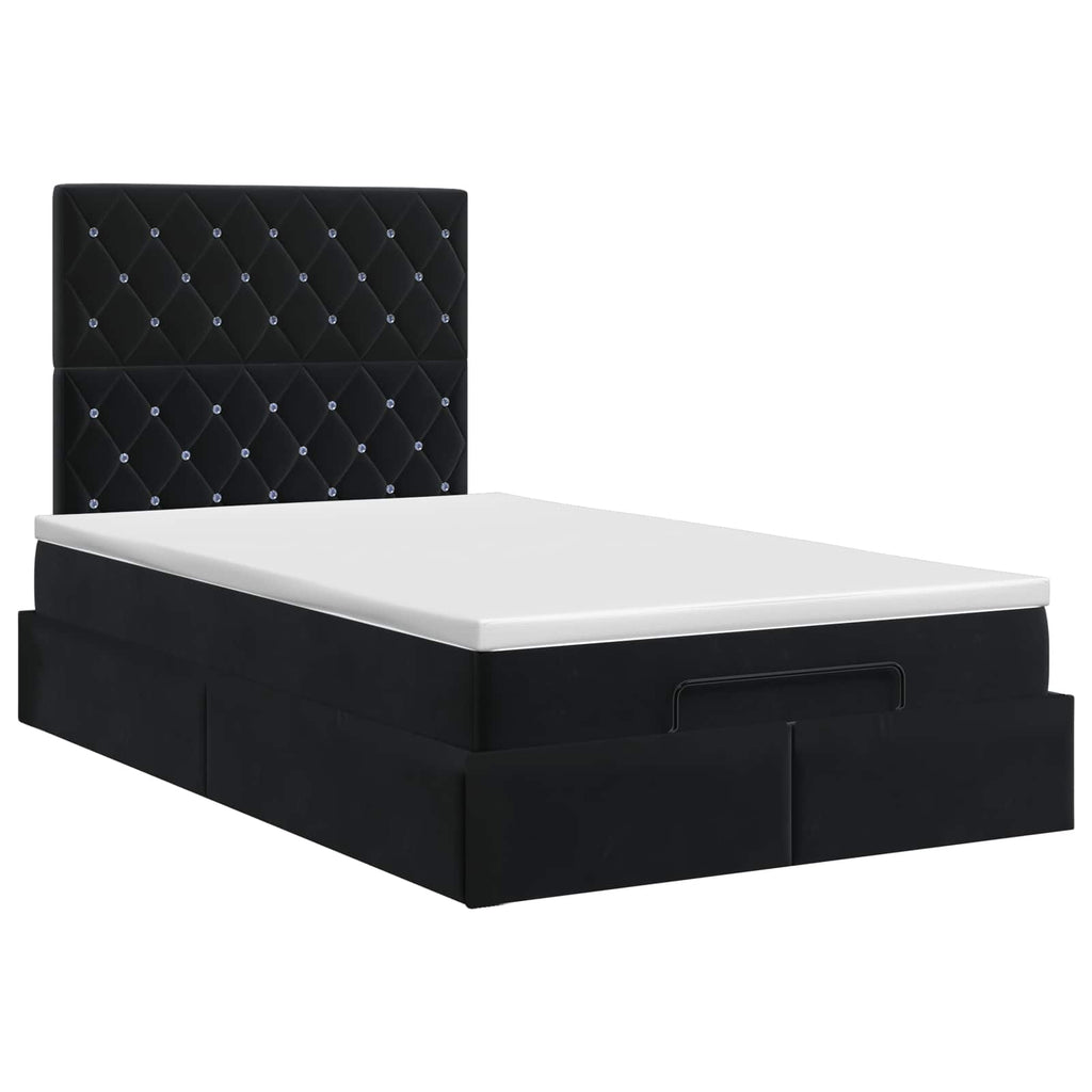 vidaXL Łóżko ottoman z materacem Czarny 120 x 190 cm Welur
