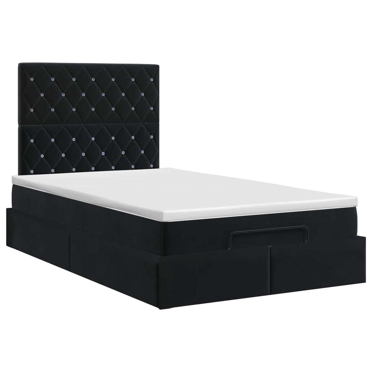 vidaXL Łóżko ottoman z materacem Czarny 120 x 190 cm Welur