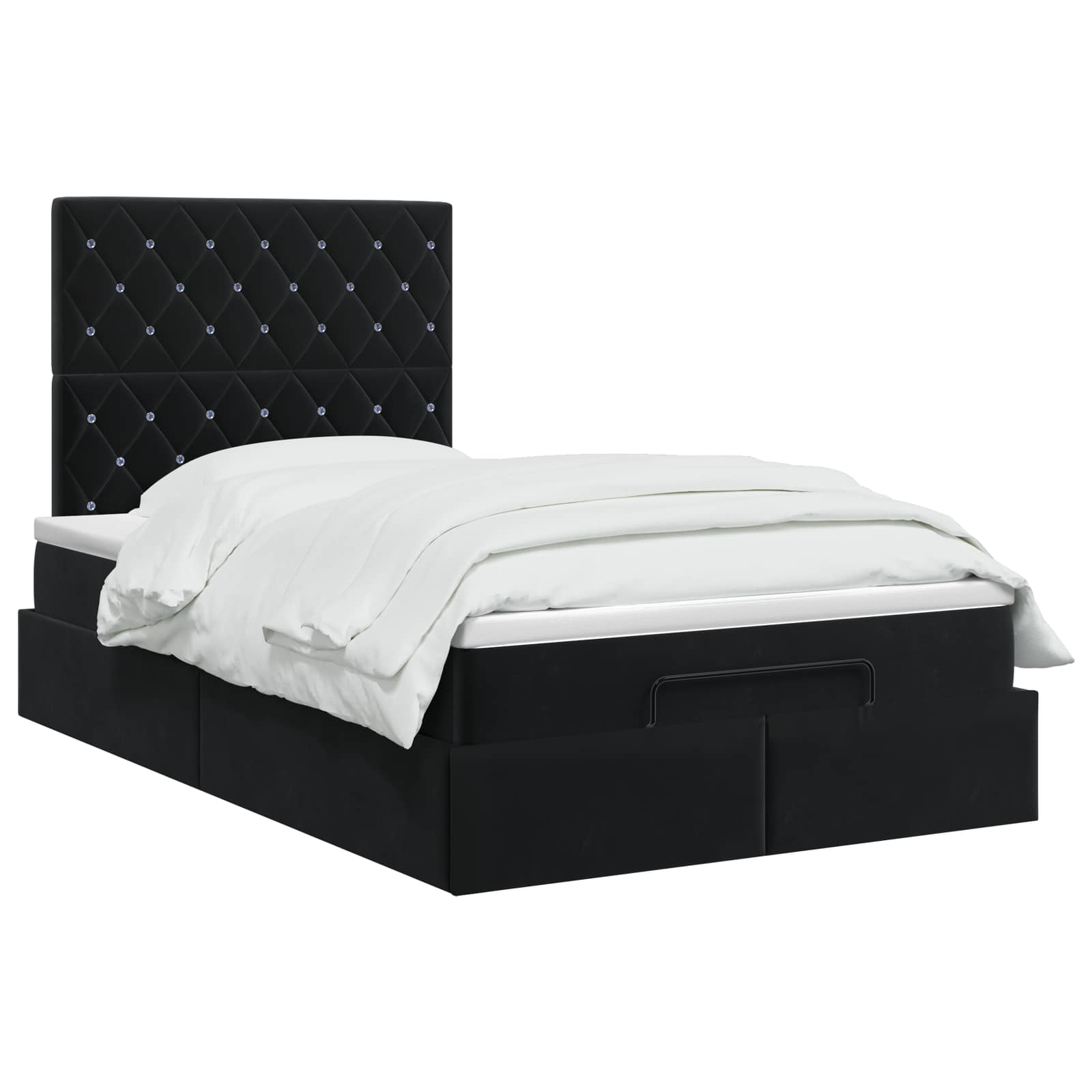 vidaXL Łóżko ottoman z materacem Czarny 120 x 190 cm Welur