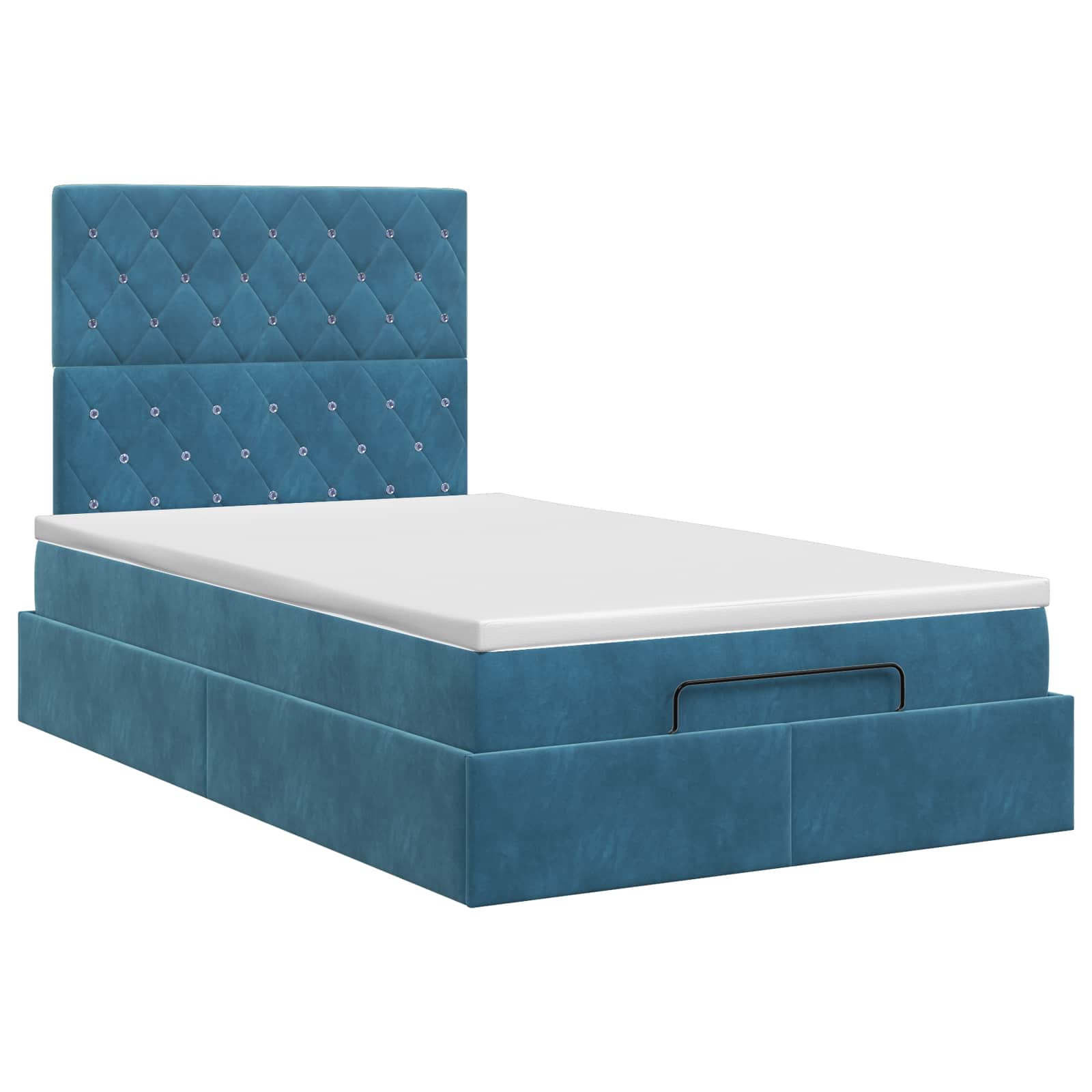 vidaXL Łóżko ottoman z materacem Ciemnoniebieski 120 x 190 cm Welur