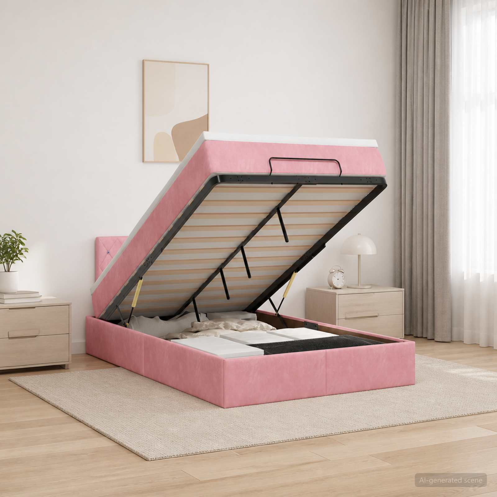 vidaXL Łóżko ottoman z materacem różowy 120 x 200 cm Welur