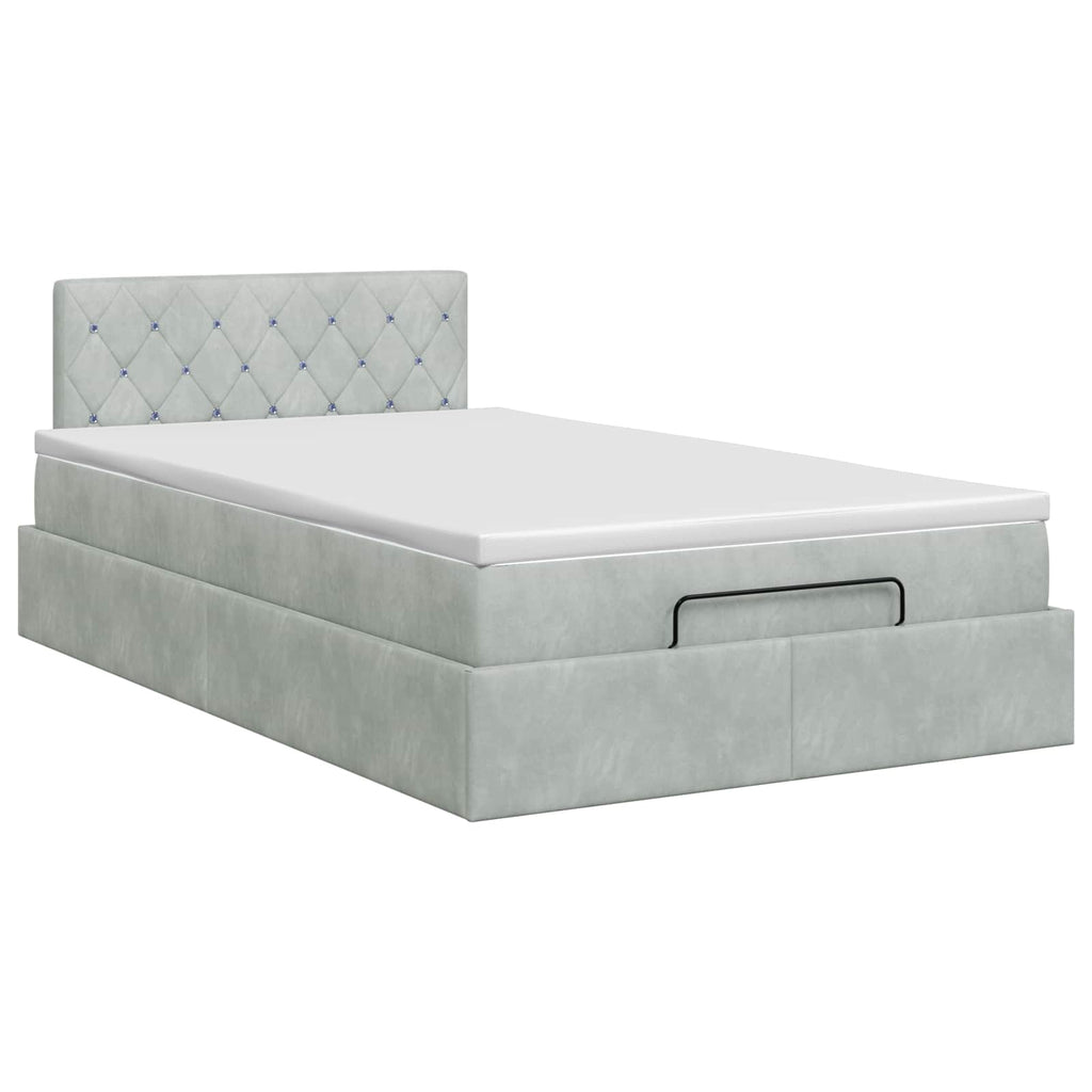 vidaXL Łóżko ottoman z materacem jasnoszary 120 x 200 cm Welur