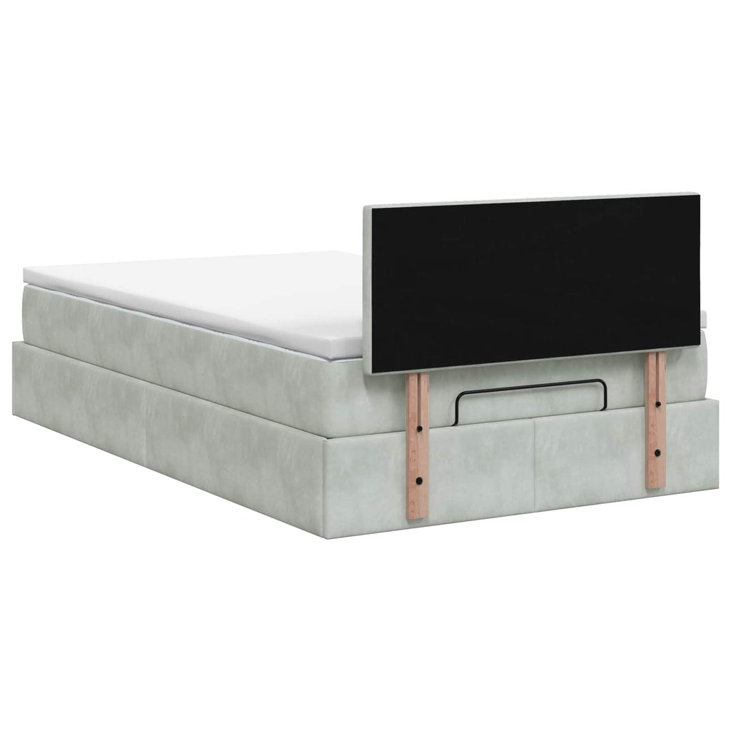 vidaXL Łóżko ottoman z materacem jasnoszary 120 x 200 cm Welur