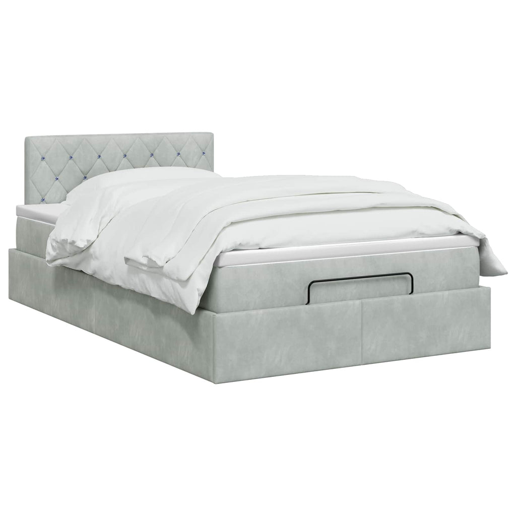 vidaXL Łóżko ottoman z materacem jasnoszary 120 x 200 cm Welur