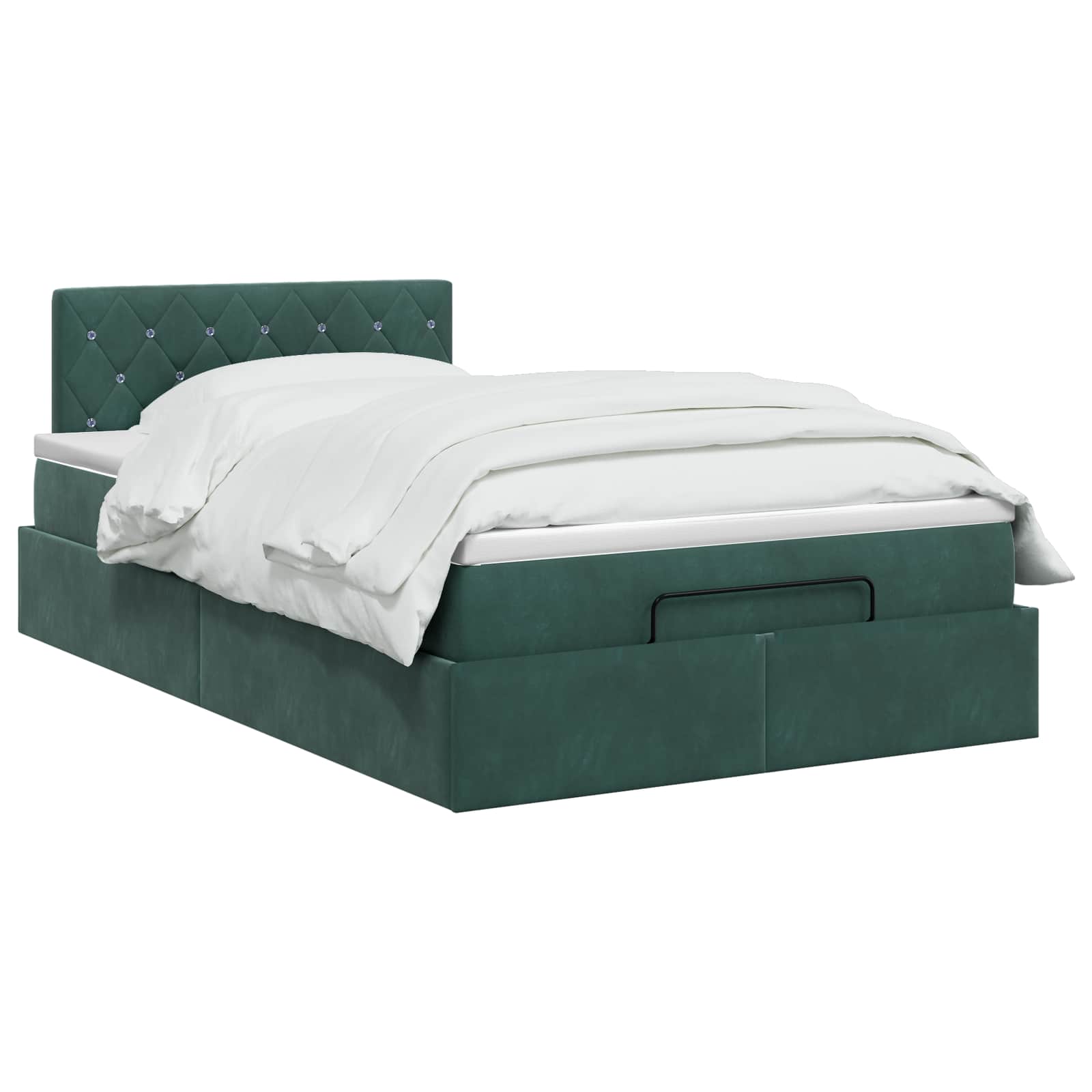vidaXL Łóżko ottoman z materacem Ciemnozielony 120 x 200 cm Welur