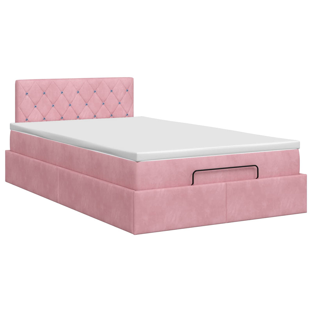 vidaXL Łóżko ottoman z materacem różowy 120 x 200 cm Welur