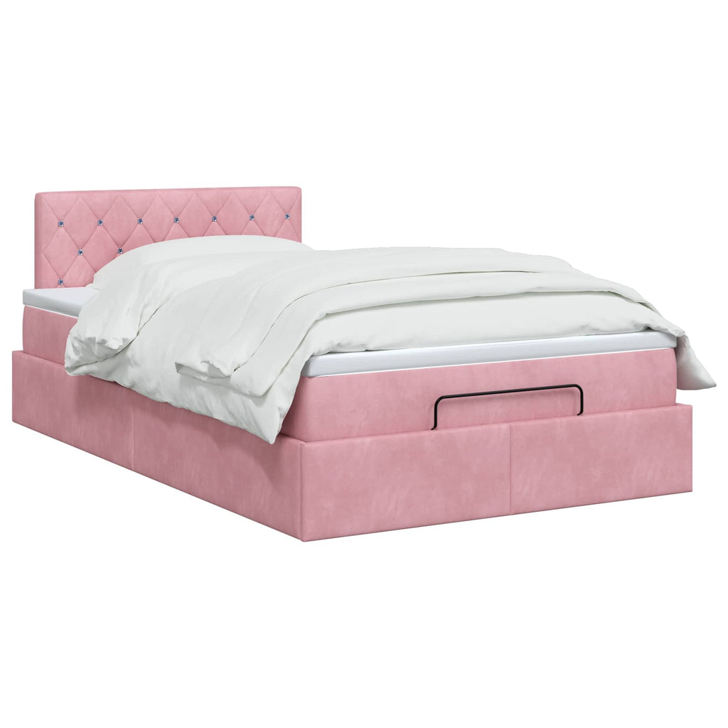 vidaXL Łóżko ottoman z materacem różowy 120 x 200 cm Welur